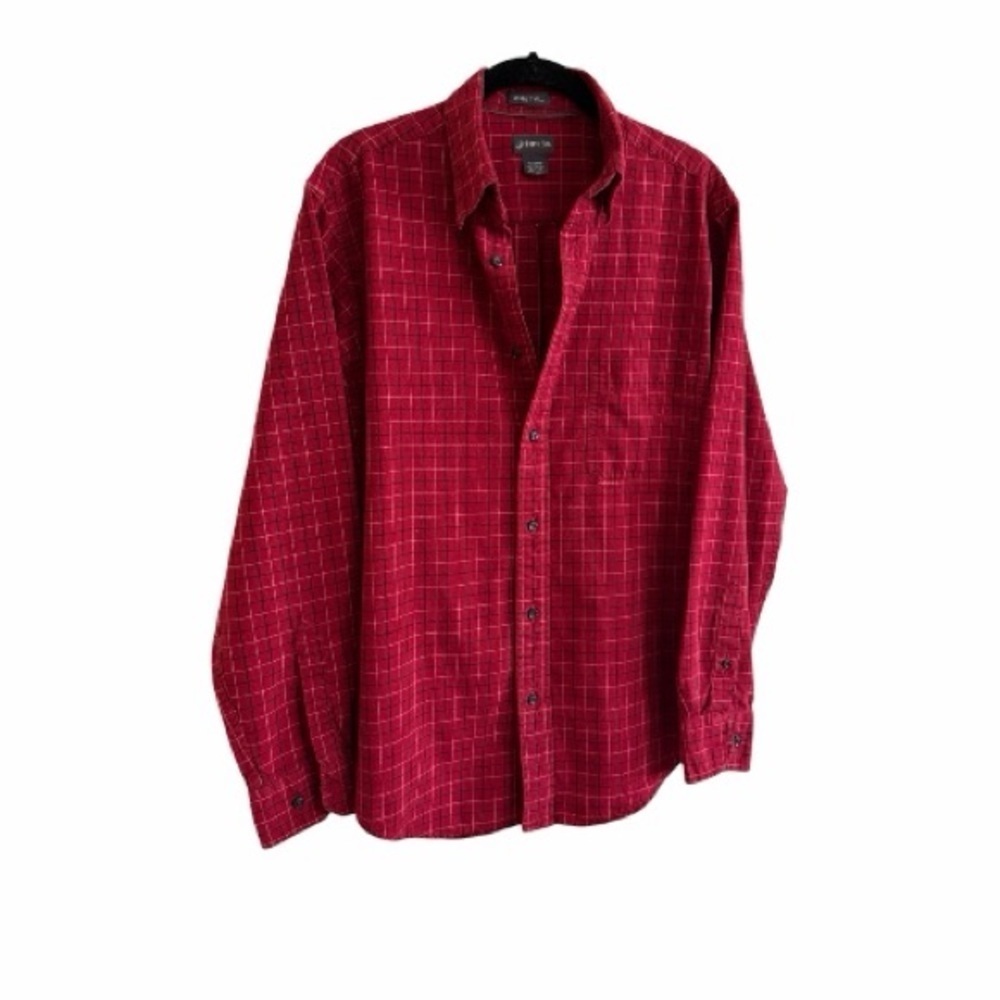 ST JOHN’S BAY, WOMENS, LONG SLEEVE, BUTTON-DOWN SHIRT IN JASPE TWILL. SIZE M